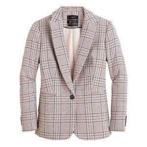 NWT J.Crew Parke Blazer in Ivory Coral Plaid Single Button Jacket 4 $248